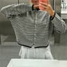 Womens Casual Striped Long Sleeve Knit Cardigan Sweaters 17