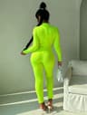 Womens LongSleeve StandUp Collar OnePiece Bodysuit  Fitness Jumpsuit 7