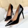 Classic Pointed Toe Stiletto Pumps In Metallic And Nude Finish 12