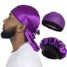 Premium Silky Durag And Wave Cap 3Piece Headwear Set 10