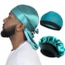 Premium Silky Durag And Wave Cap 3Piece Headwear Set 12