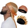 Premium Silky Durag And Wave Cap 3Piece Headwear Set 13