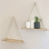 Rustic Wooden Swing Hanging Rope Wall Shelf  Floating Plant Tray Display 7