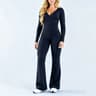 Womens DeepV Long Sleeve Top  Flare Leggings 2Piece Activewear Set 8