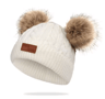 PomPom Cozy Kids Knit Beanie Double Wool Hat For Boys And Girls 4