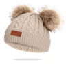 PomPom Cozy Kids Knit Beanie Double Wool Hat For Boys And Girls 7