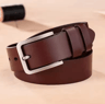 Mens Vintage Leather Belt Casual Black Pin Buckle Wide Belt 4