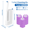 FreshClean Disposable Toilet Brush Kit Long Handle Replaceable Head Set 5