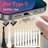 USB C Charging Port Dust Plug And Cleaning Brush Set 6