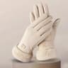 Beige Plush Lined Touchscreen Winter Gloves For Women And Men 6