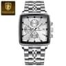 POEDAGAR Square Chronograph Watch Stainless Steel Mens Quartz Watch Luminous Waterproof Wristwatch 11