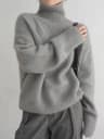 Elegant Cashmere Turtleneck Sweater Women Loose Fit Pure Wool Knit Pullover Warm Winter Turtleneck  6