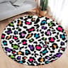 Leopard Print Round Flannel Area Rug Soft Decorative Carpet For Living Room Bedroom 16
