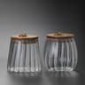 ClearView Glass Storage Jar Set With Airtight Wooden Lid  Kitchen Organizer For Coffee Tea Sugar  D 8