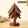 Natural Bamboo Tree Coaster Set Heat Resistant Trivets With Stand 6