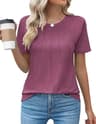 Women V Neck Puff Pleated Summer Tunic Blouse Casual Work Top 9
