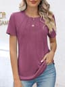 Women V Neck Puff Pleated Summer Tunic Blouse Casual Work Top 10