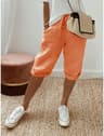 Womens Cotton Linen Elastic Waist Loose Casual Shorts 6