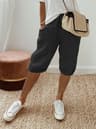 Womens Cotton Linen Elastic Waist Loose Casual Shorts 7