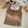 Wide Shoulder Square Neck Seamless Camisole Vest With Fixed Cup For Women 9