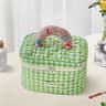 Cute Check Pattern Makeup Bucket Bag For Ladies Travel And Storage 6