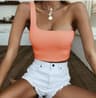 One Shoulder Summer Crop Top Sleeveless Tank Vest For Women 8