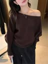 300g Thick Batwing Long Sleeve Pullover  Korean Fashion OffShoulder Sweater  Loose Autumn Outwear 10