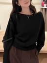 300g Thick Batwing Long Sleeve Pullover  Korean Fashion OffShoulder Sweater  Loose Autumn Outwear 7