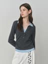 FSLE 2025 Autumn Color Block Knitted Sweater  Vintage Fake TwoPiece Turn Collar Cable Knit Top 6