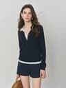 FSLE 2025 Autumn Color Block Knitted Sweater  Vintage Fake TwoPiece Turn Collar Cable Knit Top 7