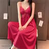 Elegant Female Ice Silk Robe Set  Professional HollowOut Lace Nightdress  Silky Loungewear Lingerie 9