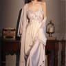 Elegant Female Ice Silk Robe Set  Professional HollowOut Lace Nightdress  Silky Loungewear Lingerie 11