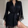 FrenchStyle Sexy Satin Nightgown  Robe  Professional VNeck Lace Bathrobe  Silky Sleepwear 8