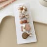 Sweet Kids Plush Hair Clip Set  Kawaii AutumnWinter Beige  Coffee Bowknot Headwear 5pcs 11