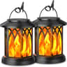 2Pack Flickering Flame Solar Lanterns  Hanging Outdoor Garden Lights In Bronze  Black 6
