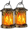 2Pack Flickering Flame Solar Lanterns  Hanging Outdoor Garden Lights In Bronze  Black 7