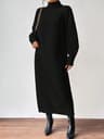 Slouchy Knit Turtleneck Long Sweater Dress Autumn Winter Loose Ankle Length Party Dress 6