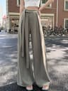 Botvotee Elegant Office Suit Pants High Waisted Wide Leg Baggy Blazer Trousers With Sashes 8