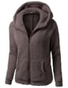 Autumn Winter Warm Hoodie Zipper Coat Solid Soft Fleece Womens Jacket 11