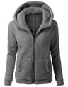 Autumn Winter Warm Hoodie Zipper Coat Solid Soft Fleece Womens Jacket 12