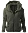 Autumn Winter Warm Hoodie Zipper Coat Solid Soft Fleece Womens Jacket 13