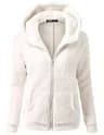 Autumn Winter Warm Hoodie Zipper Coat Solid Soft Fleece Womens Jacket 14