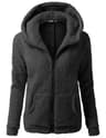 Autumn Winter Warm Hoodie Zipper Coat Solid Soft Fleece Womens Jacket 8