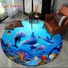 3D Seabed Illusion Dolphin Round Rug  Underwater World NonSlip Floor Mat 19