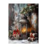 Vintage Red Truck  Winter Snow Canvas Art  Nordic Reindeer  Fireplace Holiday Decor 7