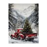 Vintage Red Truck  Winter Snow Canvas Art  Nordic Reindeer  Fireplace Holiday Decor 8