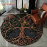 Viking Valknut Yggdrasil Round Rug  Nordic Tree Of Life Carpet  Mythic NonSlip Floor Mat 10