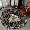 Viking Valknut Yggdrasil Round Rug  Nordic Tree Of Life Carpet  Mythic NonSlip Floor Mat 14