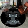 Viking Valknut Yggdrasil Round Rug  Nordic Tree Of Life Carpet  Mythic NonSlip Floor Mat 15