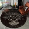 Viking Valknut Yggdrasil Round Rug  Nordic Tree Of Life Carpet  Mythic NonSlip Floor Mat 4